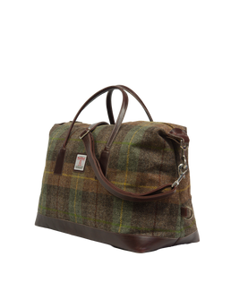 Harris Tweed Luggage Bag - A086 (Brown Leather)