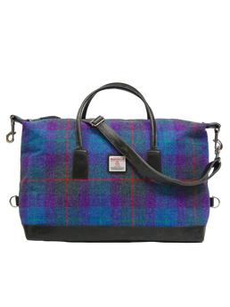 Harris Tweed Luggage Bag - A089 (Black Leather)
