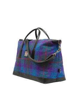 Harris Tweed Luggage Bag - A089 (Black Leather)