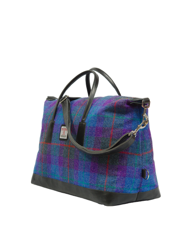 Harris Tweed Luggage Bag - A089 (Black Leather)