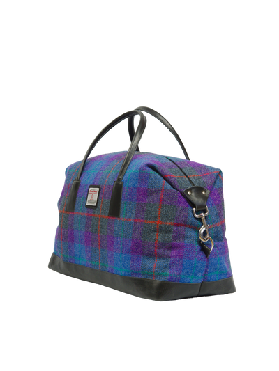 Harris Tweed Luggage Bag - A089 (Black Leather)