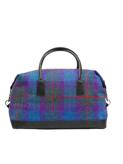 Harris Tweed Luggage Bag - A089 (Black Leather)
