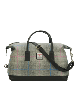 Harris Tweed Luggage Bag - A095 (Black Leather)