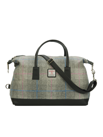 Harris Tweed Luggage Bag - A095 (Black Leather)
