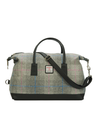 Harris Tweed Luggage Bag - A095 (Black Leather)