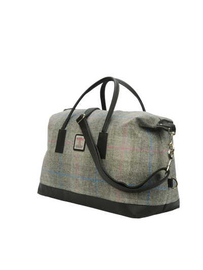 Harris Tweed Luggage Bag - A095 (Black Leather)