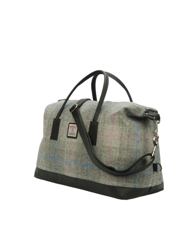 Harris Tweed Luggage Bag - A095 (Black Leather)