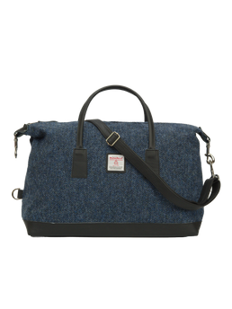 Harris Tweed Luggage Bag BC4 (Black Leather)
