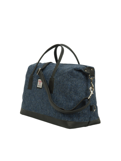 Harris Tweed Luggage Bag BC4 (Black Leather)