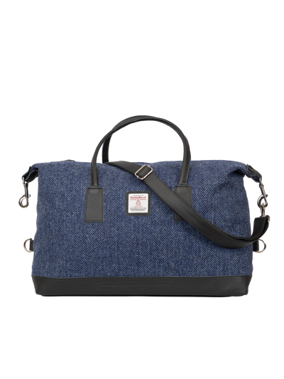 Harris Tweed Luggage Bag - HB136 (Black Leather)