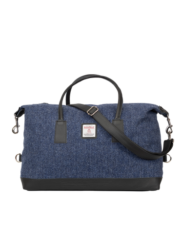 Harris Tweed Luggage Bag - HB136 (Black Leather)