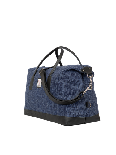 Harris Tweed Luggage Bag - HB136 (Black Leather)