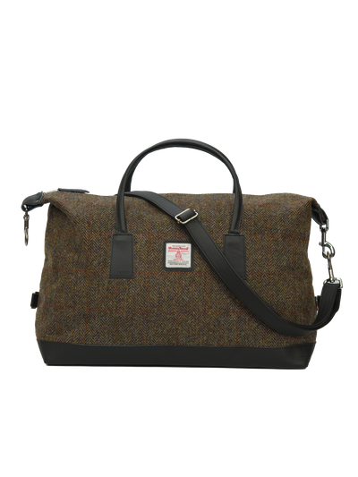 Harris Tweed Luggage Bag HB40 (Black Leather)