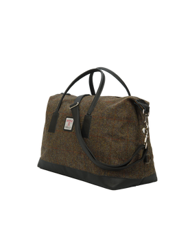 Harris Tweed Luggage Bag HB40 (Black Leather)