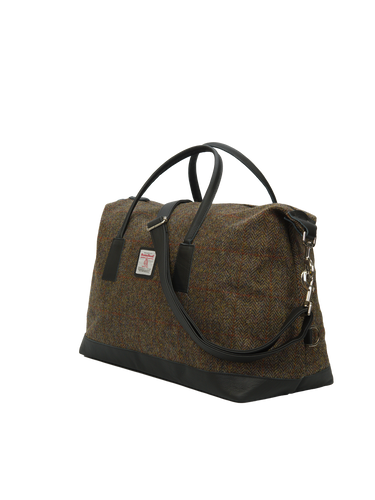 Harris Tweed Luggage Bag HB40 (Black Leather)