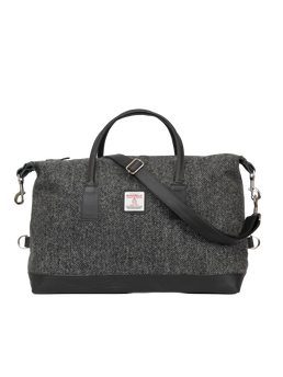 Harris Tweed Luggage Bag - HB64 (Black Leather)