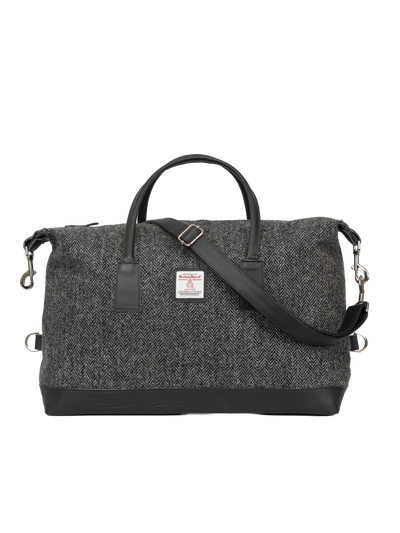 Harris Tweed Luggage Bag - HB64 (Black Leather)