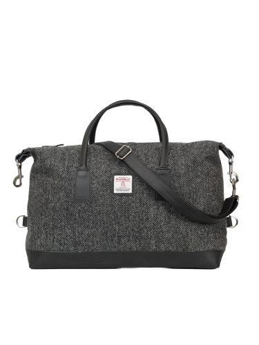 Harris Tweed Luggage Bag - HB64 (Black Leather)