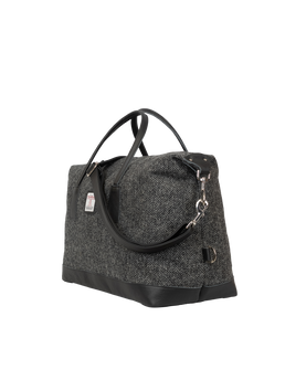 Harris Tweed Luggage Bag - HB64 (Black Leather)