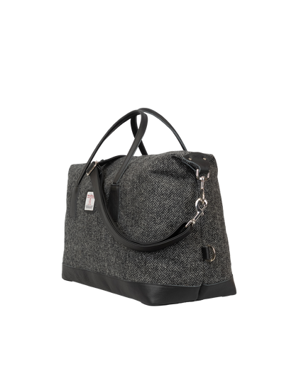 Harris Tweed Luggage Bag - HB64 (Black Leather)