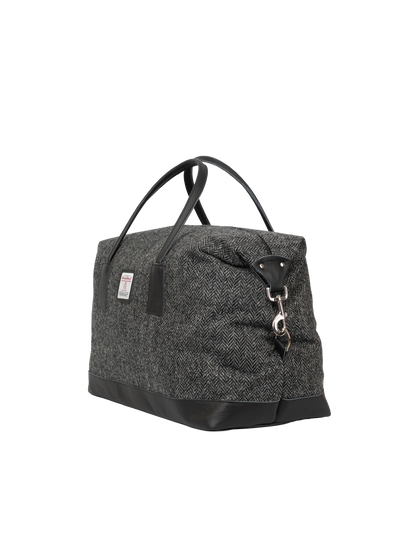 Harris Tweed Luggage Bag - HB64 (Black Leather)