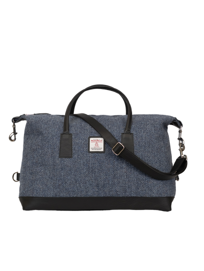 Harris Tweed Luggage Bag - HB81 (Black Leather)