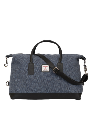 Harris Tweed Luggage Bag - HB81 (Black Leather)