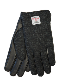 Harris Tweed Men's Gloves Black Herringbone (HH)