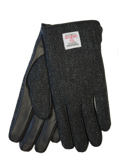 Harris Tweed Men's Gloves Black Herringbone (HH)