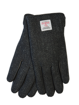 Harris Tweed Men's Gloves Black Herringbone (HH)