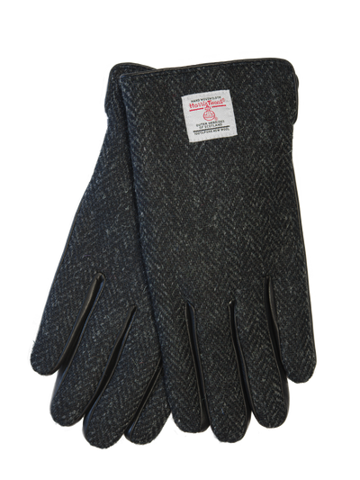 Harris Tweed Men's Gloves Black Herringbone (HH)