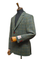 Harris Tweed Mens Jacket Green Herringbone With Overcheck