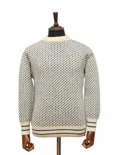 Nordic Crew Neck Jumper Ecru & Navy