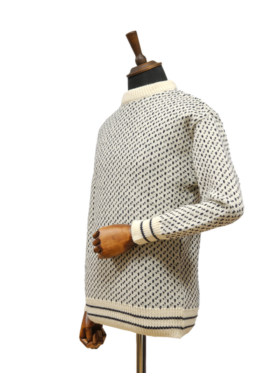 Nordic Crew Neck Jumper Ecru & Navy