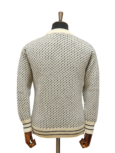 Nordic Crew Neck Jumper Ecru & Navy