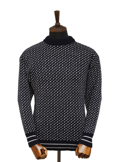 Nordic Crew Neck Jumper Navy & White