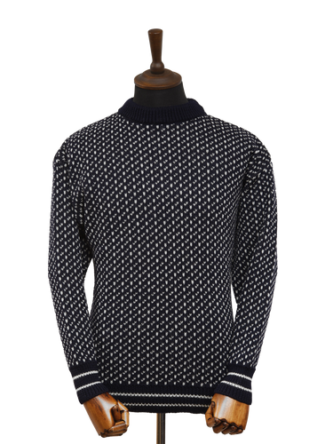 Nordic Crew Neck Jumper - Navy & White