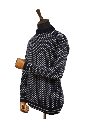Nordic Crew Neck Jumper - Navy & White