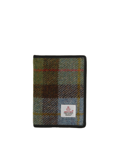Harris Tweed Passport Cover - A017 (Black Leather)