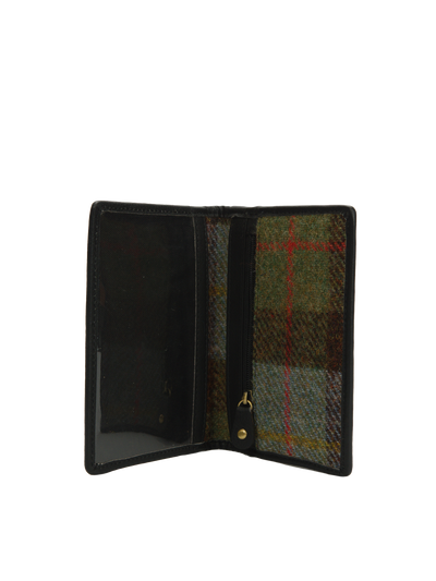 Harris Tweed Passport Cover - A017 (Black Leather)