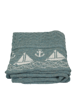 100% Pure Wool Knitted Throw BoatsSummerstorm(White)