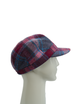 Harris Tweed Cadet Cap Pink Blue Check (HH)