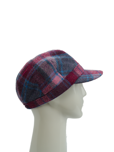 Harris Tweed Cadet Cap Pink Blue Check (HH)