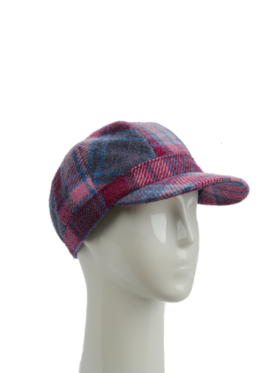 Harris Tweed Cadet Cap Pink Blue Check (HH)
