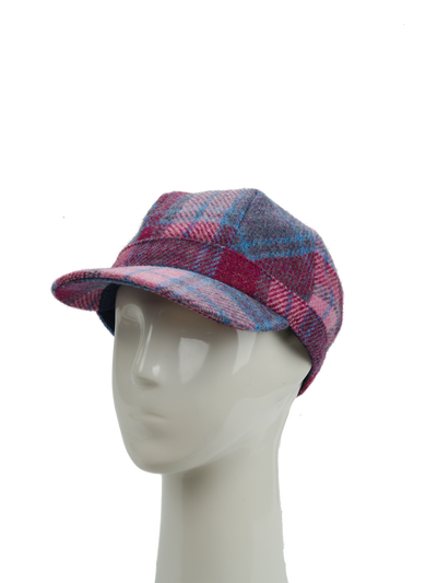 Harris Tweed Cadet Cap Pink Blue Check (HH)