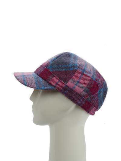Harris Tweed Cadet Cap Pink Blue Check (HH)