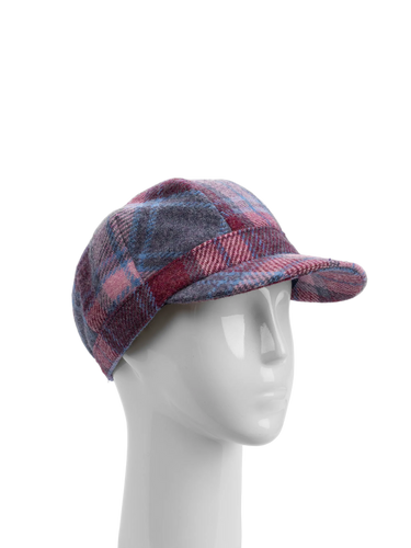 Harris Tweed Cadet Cap - Pink Blue Check (HH)