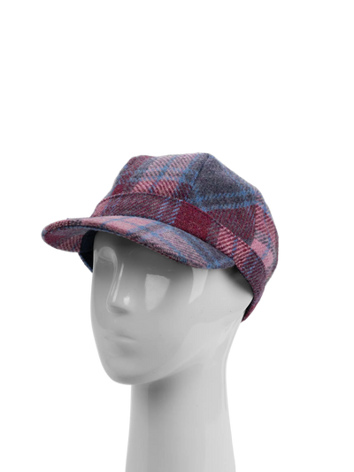 Harris Tweed Cadet Cap - Pink Blue Check (HH)