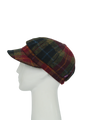 Harris Tweed Baker Boy Hat - Green/Rust Check (HH)