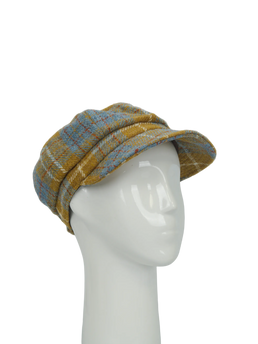 Harris Tweed Baker Boy Hat - Mustard Check (HH)